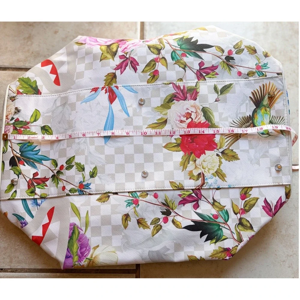 Sprayground Limited Edition In The Garden Duffle Floral Shark Mouth White Check